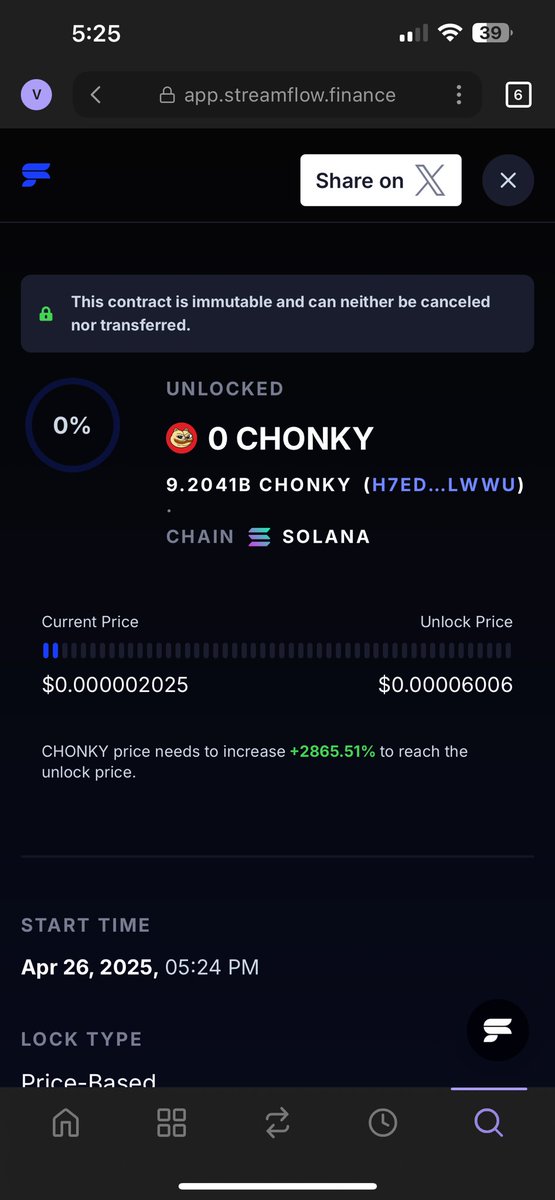 jonnyjpgs's tweet photo. As promised 1.85% of the $CHONKY supply has been locked until we hit a $30m market cap. All done via @streamflow_fi 

https://t.co/Q4ZKjDif7m

P.S. don’t tell my wife unless this unlocks 🤣 https://t.co/po7k4arvqu