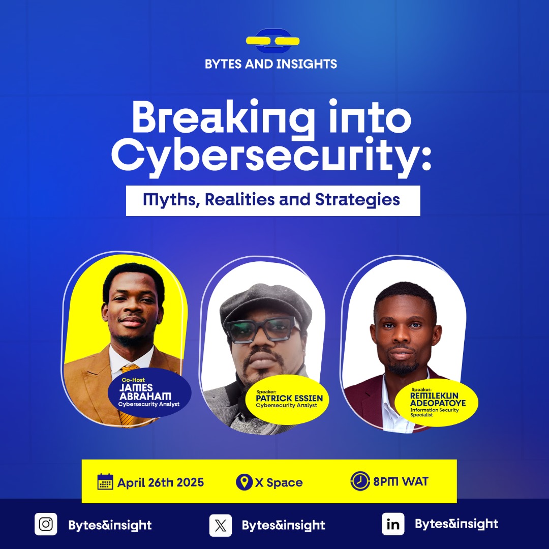Bytes__Insights's tweet photo. That was an amazing session with our speakers @dod_arj and @CyberSecFalcon and or the amiable moderator @Mydeen4u

To the co-host @James__Abraham and everyone who joined the session tonight. Thank you! If you missed the session, go and relisten

Watch this space for May's edition https://t.co/JKoIG0AMOV