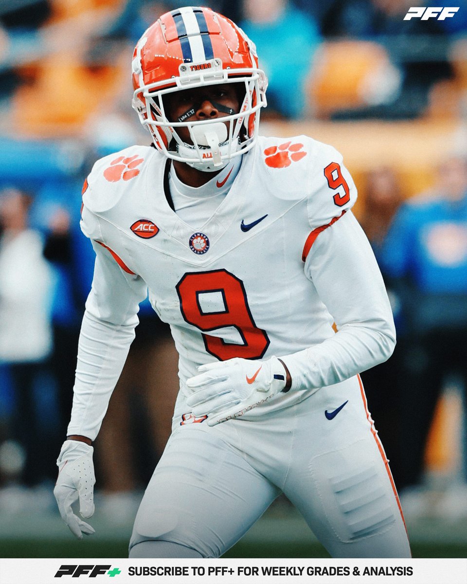 PFF_College's tweet photo. L.A. Chargers Select Clemson DB R.J. Mickens 214th Overall

⚡️ Only TWO Career TDs Allowed (1,285 Coverage Snaps) https://t.co/erjwqeeFUz
