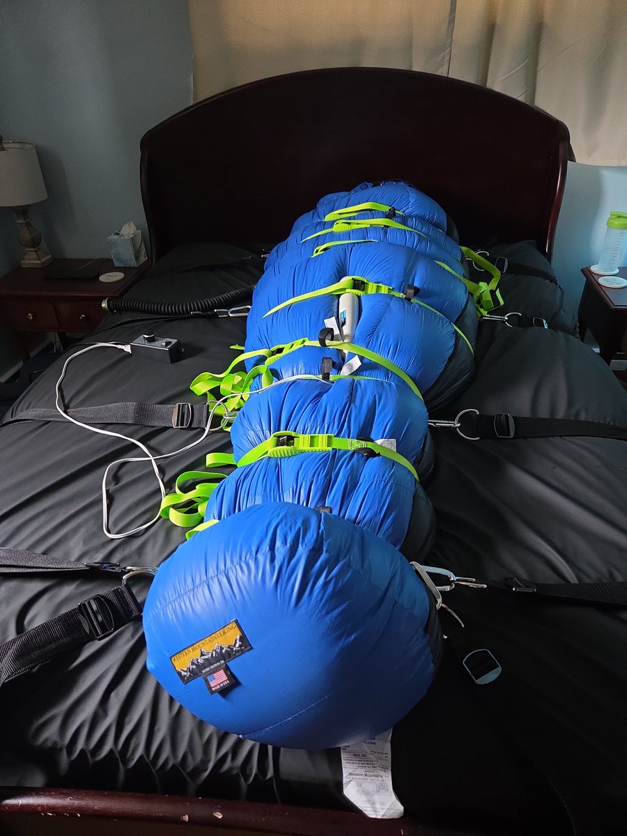 Keeping the Sir warm in 2 bags while it's raining