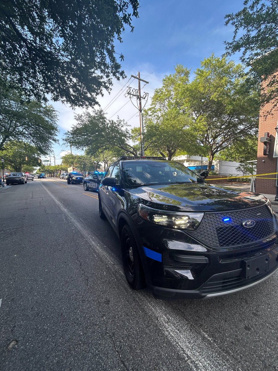 CharlestonPD's tweet photo. Charleston Police are on scene at a fatal collision on Meeting Street near Mary Street. Meeting Street is currently closed between Mary Street and Spring Street. #chsnews #chstrfc https://t.co/HIwk7bpKnC