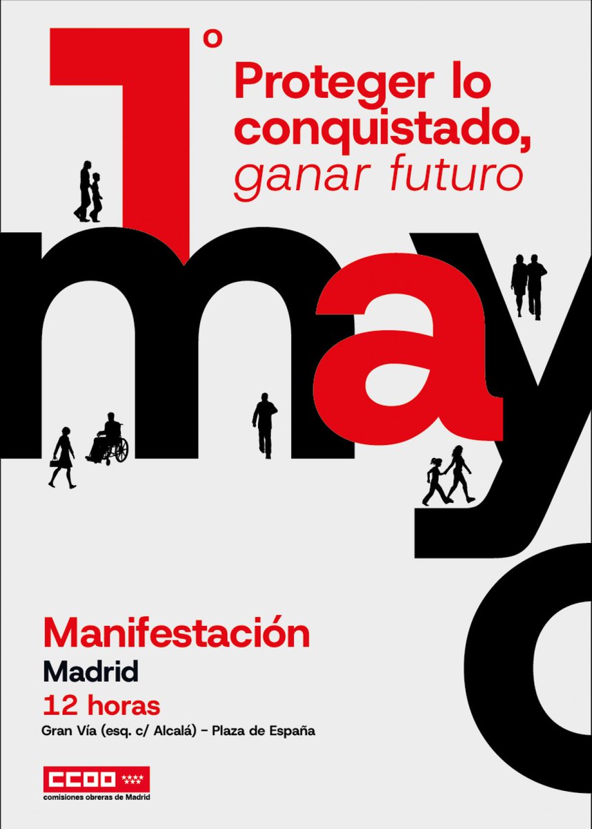 📍#1deMayo en Madrid 12h,
   Gran Vía > Plaza de España 
#3 Por el feminismo, para ganar igualdad
Manifiesto : madrid.ccoo.es/noticia:724423……

<a href="/CCOOMadrid/">CCOO de Madrid</a> <a href="/CCOOmadridSur/">Comarca Sur CCOO</a> <a href="/MujeresCCOOMad/">Mujeres CCOOMadrid</a>