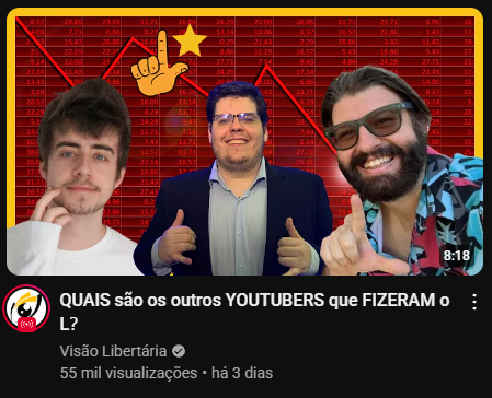 Não entendo essa perseguicão aos influenciadores que fizeram o L

De fato o Lula é corrupto, assaltou o país e defende ditaduras... MAS O BOLSONARO FEZ TUDO ISSO TAMBÉM KKKKKK

Eram dois lixos iguais disputando a eleição, não da pra julgar só um lado.