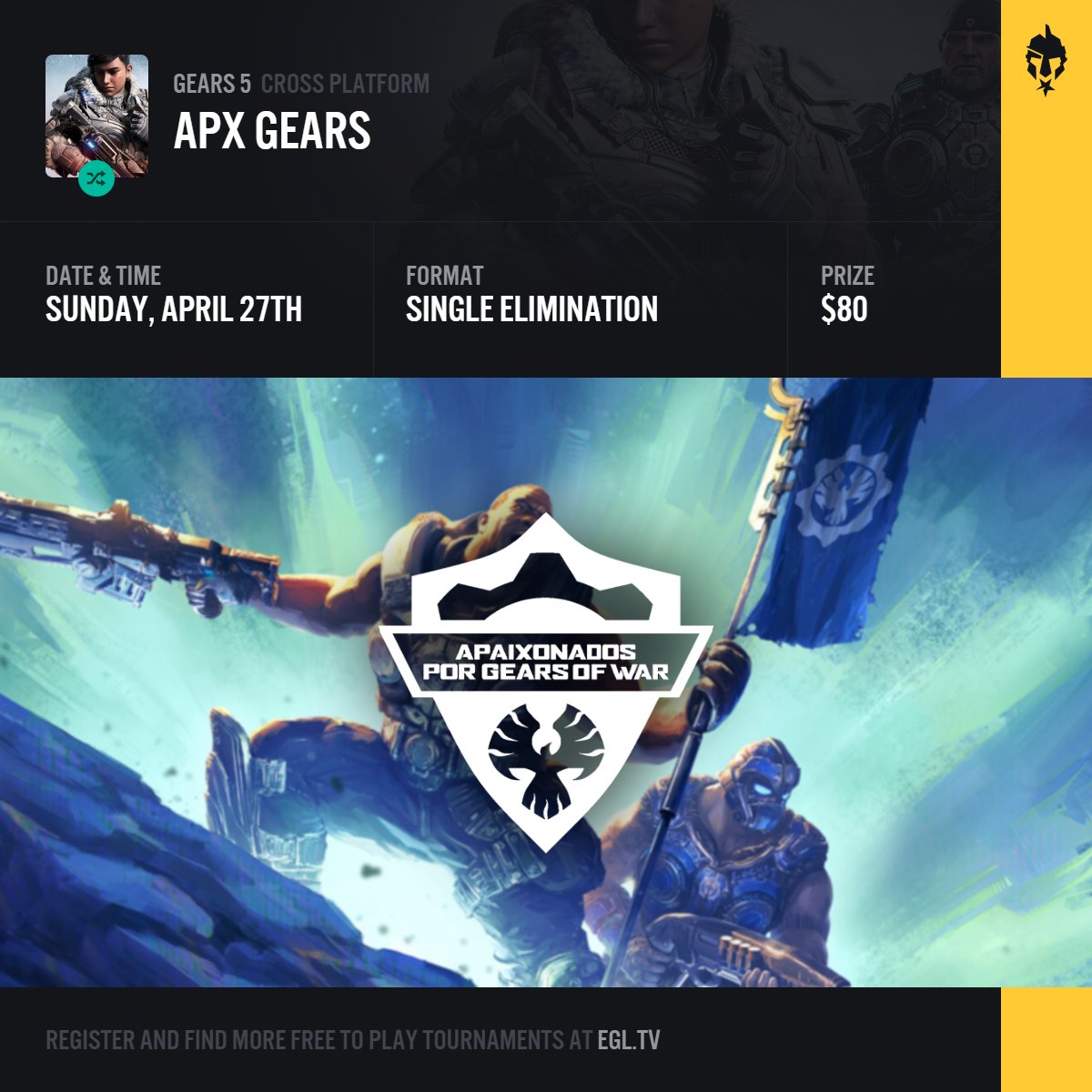 EGL's tweet photo. ⚙️TOMORROW⚙️ Don't miss the chance to play! @apxgearsofwar  

✅ Join here https://t.co/L1NBzqzVy3
🎙️ @fangamesliveat  
📽️ https://t.co/uKU6R2Ypz5 https://t.co/91bUGUnDeU