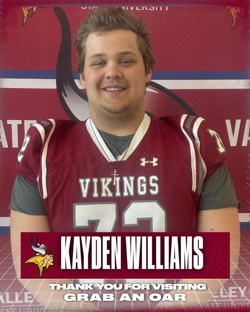 Kayden Williams (@kwilliams7771) on Twitter photo Thank You <a href="/TheCoachBouma/">Brandon Bouma</a> <a href="/GreggHorner/">Gregg Horner</a> <a href="/VCSU_Football/">VCSU Football</a> for having me out for a Junior Day Visit! I had an amazing time learning what it is to be a Viking! #Grabanoar #VCSU #Vikings Thank You <a href="/TheCoachBouma/">Brandon Bouma</a> <a href="/GreggHorner/">Gregg Horner</a> <a href="/VCSU_Football/">VCSU Football</a> for having me out for a Junior Day Visit! I had an amazing time learning what it is to be a Viking! #Grabanoar #VCSU #Vikings