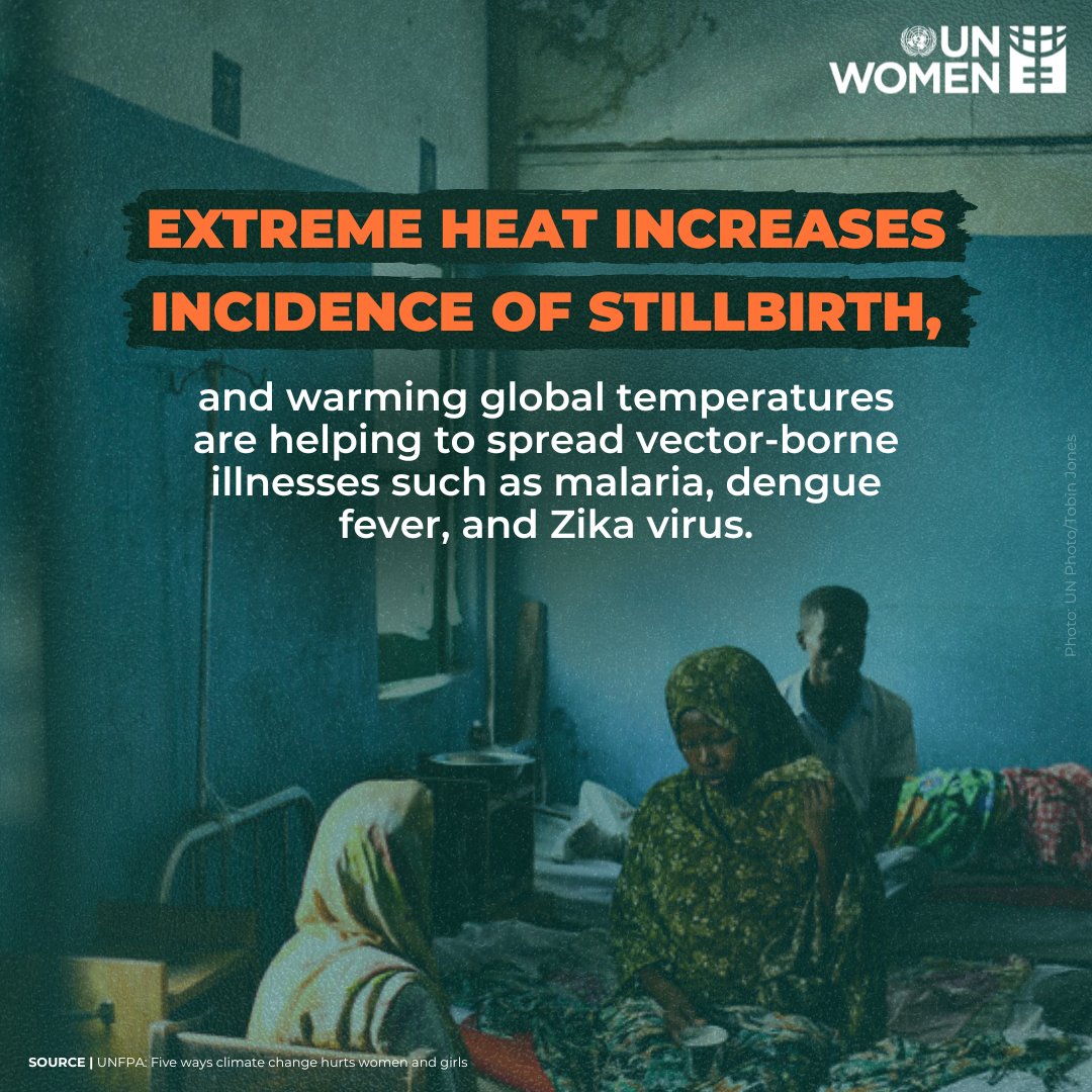 🥵 A warming planet is a threat to health - including maternal health.

See how women are disproportionately impacted by climate change, and join the call for more sustainable climate solutions for #ForAllWomenAndGirls: unwo.men/b3oy50VI3CG

#ClimateAction