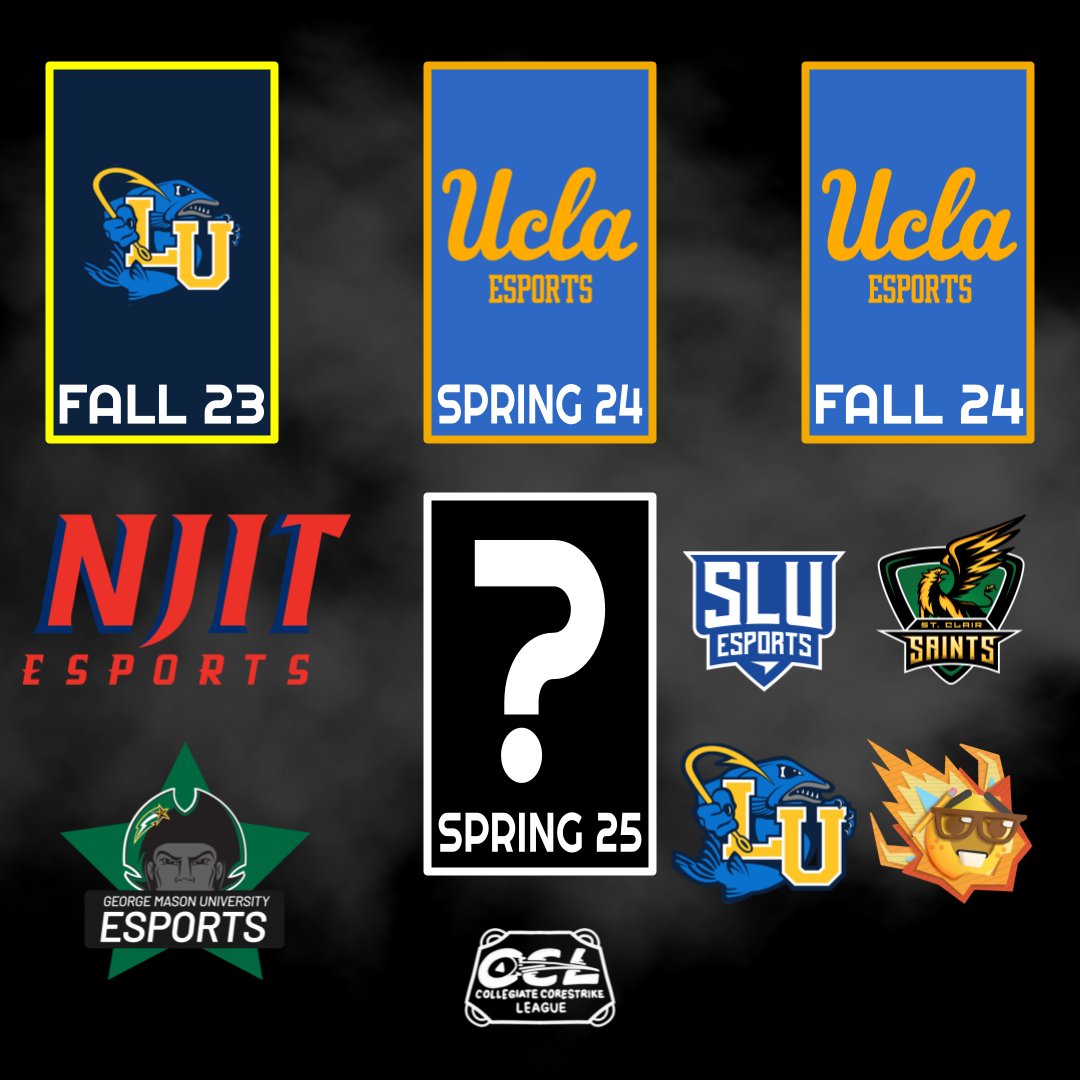 Collegiate Corestrike League (@ccl_os) on Twitter photo YOUR CCL SPRING 25 TOP 6️⃣
<a href="/NJITesports/">NJIT Esports</a>
<a href="/GMU_Esports/">GMU Esports</a>
<a href="/SLU_Esports/">SLU Esports</a>
<a href="/SaintsGamingCA/">St. Clair Saints</a>
<a href="/MuskiesEsports/">Lakeland Esports</a>
UT 🤓💥 YOUR CCL SPRING 25 TOP 6️⃣
<a href="/NJITesports/">NJIT Esports</a>
<a href="/GMU_Esports/">GMU Esports</a>
<a href="/SLU_Esports/">SLU Esports</a>
<a href="/SaintsGamingCA/">St. Clair Saints</a>
<a href="/MuskiesEsports/">Lakeland Esports</a>
UT 🤓💥