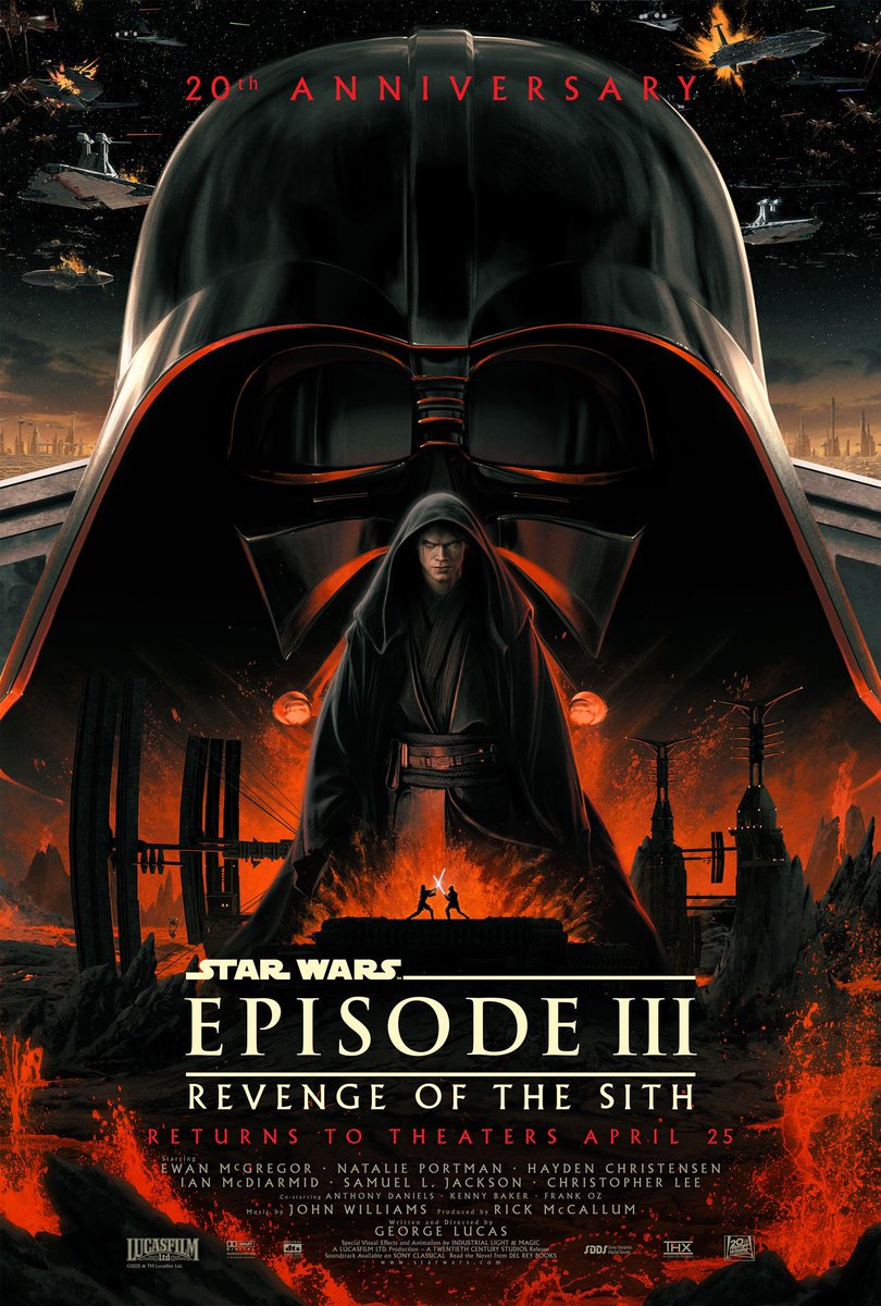 Cakes_Comics's tweet image. I got to make this poster. It’s the 4th Star Wars re-release poster I’ve made and I still can’t believe I get to do this. I’m just so humbled to be a small part of the legacy of Star Wars, getting to make these posters is everything.
Revenge Of The Sith is back in cinemas now.