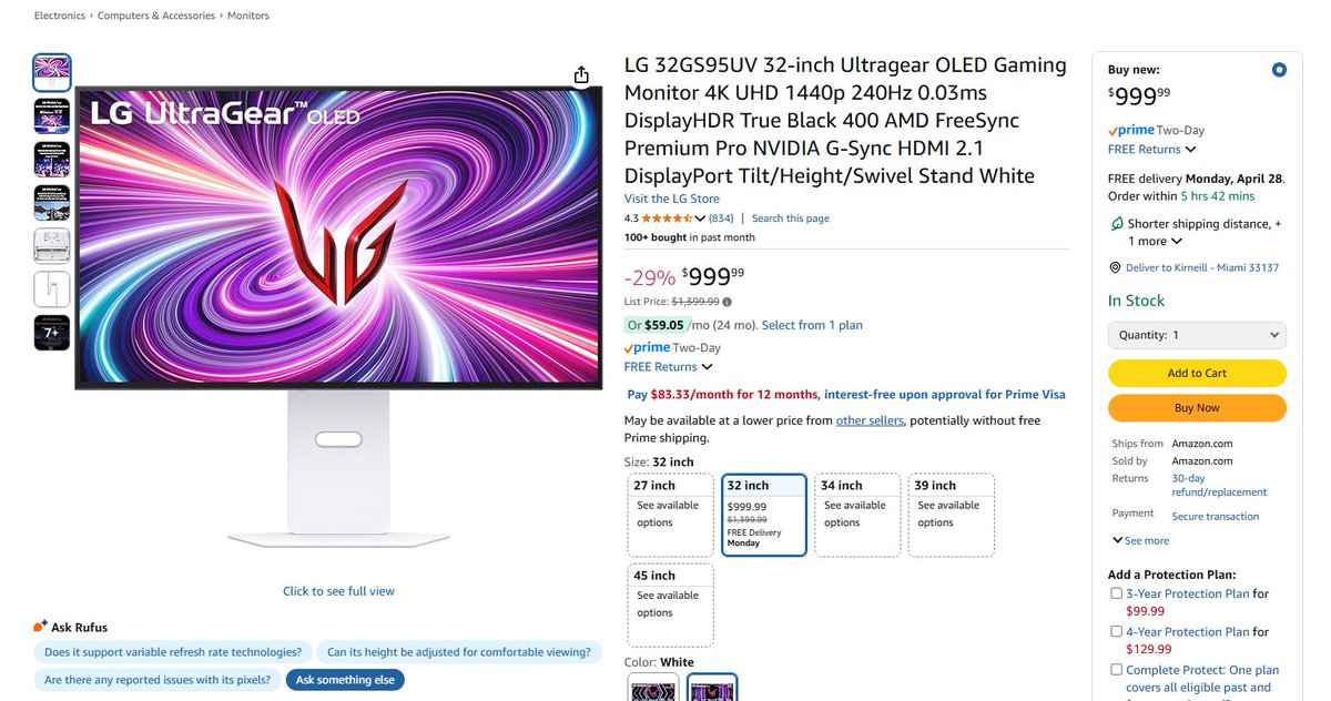 4K 240Hz 32 inch monitors has to be the way to go now for gamers looking for a balance between quality and speed.

The 5090 can get 200+ FPS on 4K now no problem.

+ you also can do 1080p 480hz if you want to maximize speed.