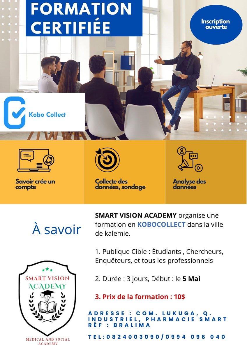 smartvisionrdc's tweet image. 🎉 CERTIFICAT INTERNATIONAL  en KOBO COLLECT , vous êtes à kalemie ?
