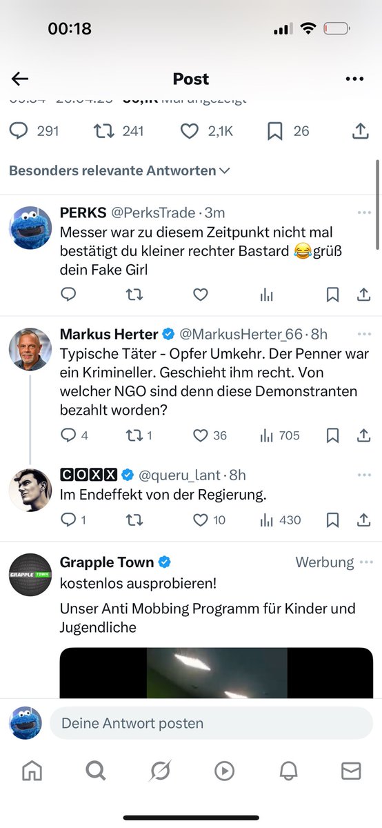 Schaut ihn euch an <a href="/MarkusHerter_66/">Markus Herter</a> 

Zeigt mit seinen dummen Kommentaren, dass er sich nicht mal informiert bevor er schreibt.. typisch  kleine dumme Nazi halt. #mitläufer #Lorenz 

Aber was erwartet man von einem HS der in seine Bio „Weiß und Deutschland immer zuerst schreibt“