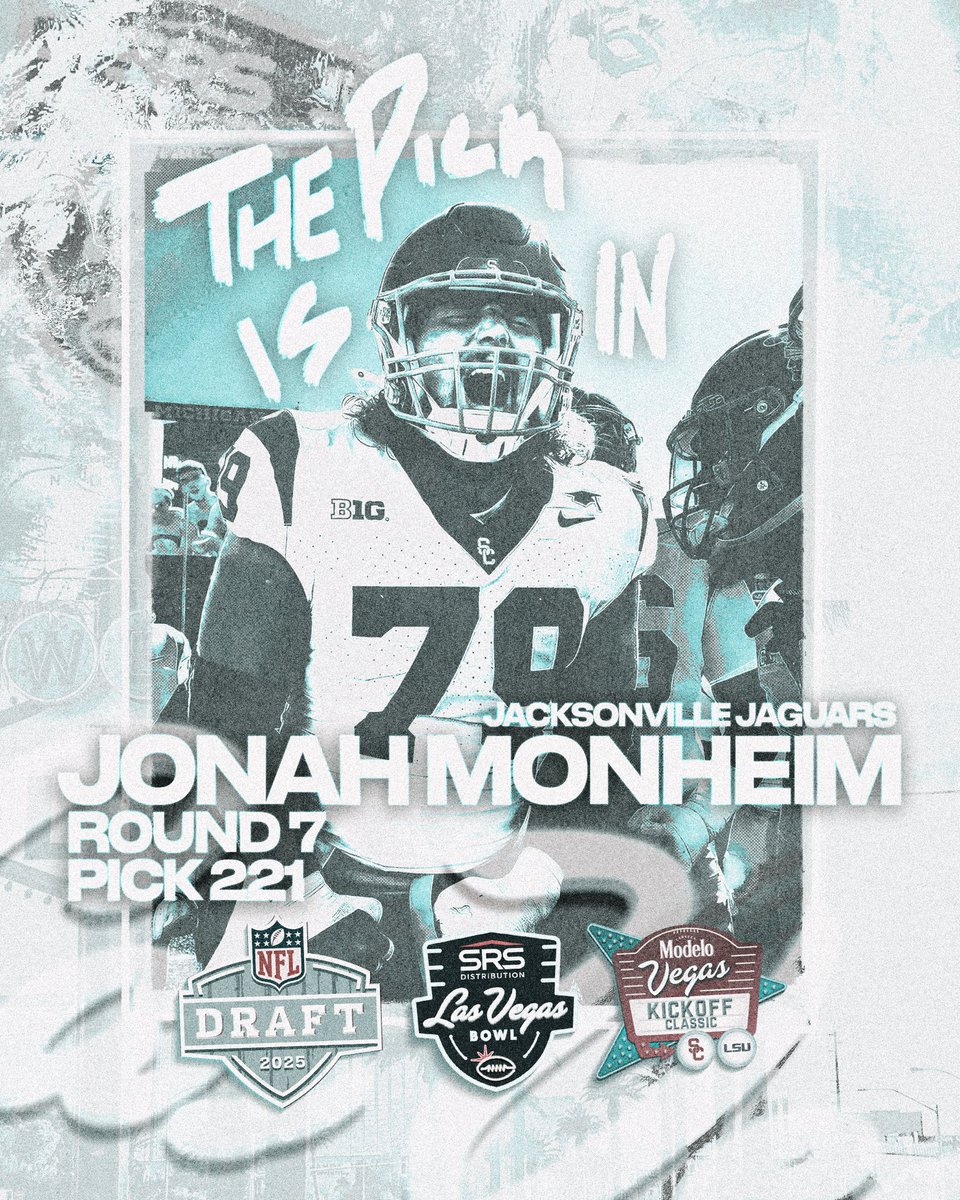 SRS Distribution Las Vegas Bowl (@lasvegasbowl) on Twitter photo Congrats to #LVBowlAlum Jonah Monheim on being selected in the 7th round by the <a href="/Jaguars/">Jacksonville Jaguars</a>.
#LVBowl | #NFLDraft Congrats to #LVBowlAlum Jonah Monheim on being selected in the 7th round by the <a href="/Jaguars/">Jacksonville Jaguars</a>.
#LVBowl | #NFLDraft