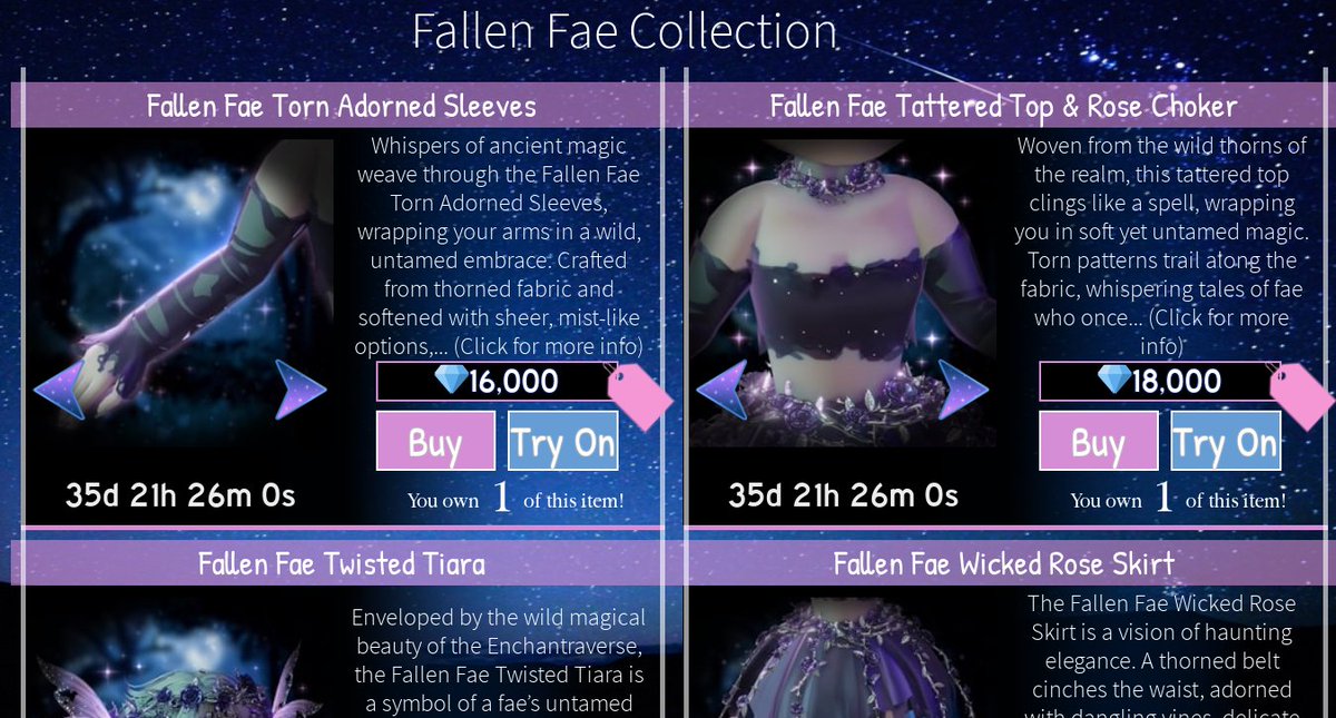 💜 Fallen Fae Collection Giveaway! 🪽
— Rules: Follow <a href="/SrWitherHD/">wither 🤍</a> &amp; @nay_plays_, retweet and comment your username! <3

ends on may 1st, one winner! 🌙
#royalehigh #royalehighgiveaway