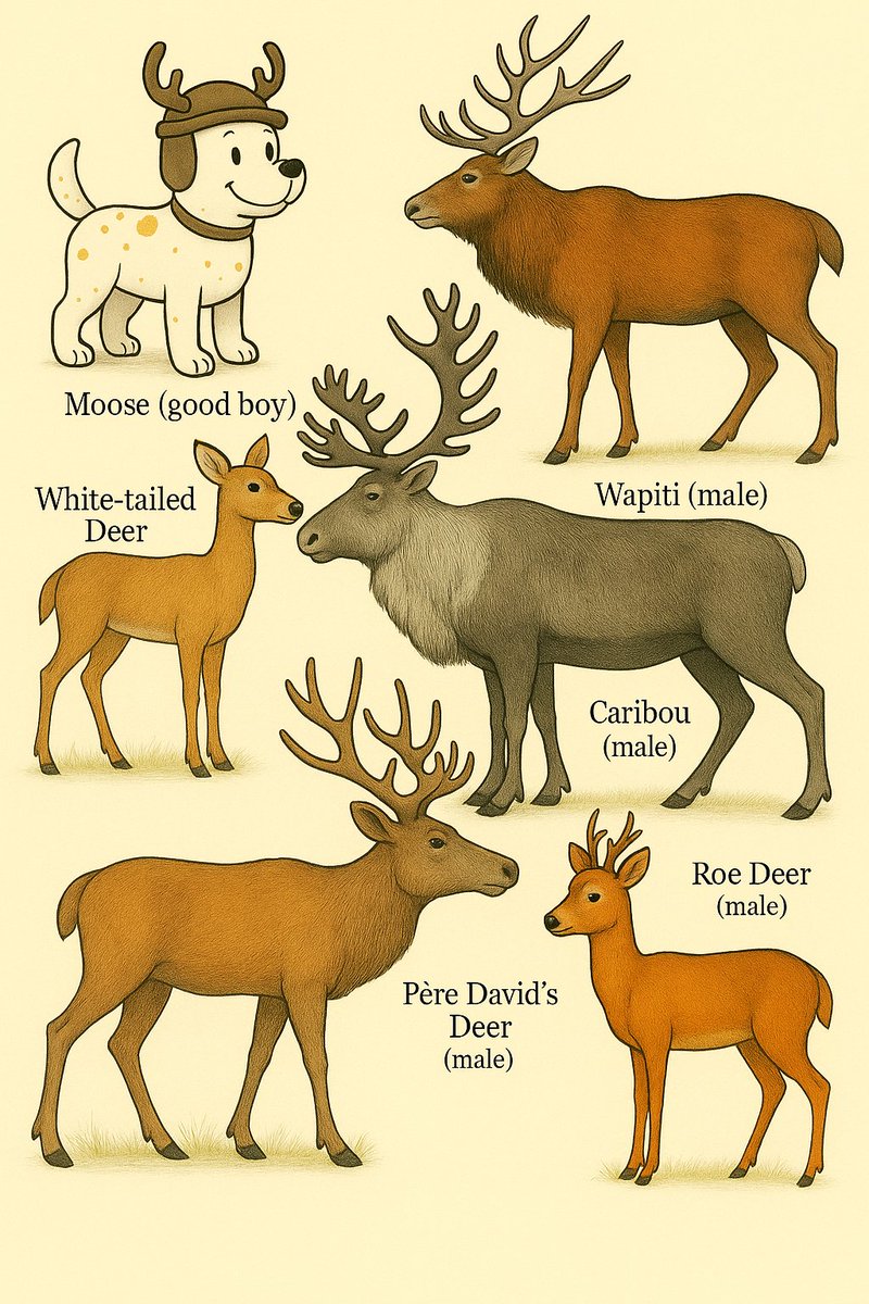 my girlfriend: 'look, a moose!' 
me: 'no babe thats a deer.' 

my girlfriend: 'that lady has a cool moose pin on her bag!' 
me: 'no babe thats a caribou'

my girlfriend's moose radar needed some recalibration,, so i made her this visual aid, let's see if it sticks this time