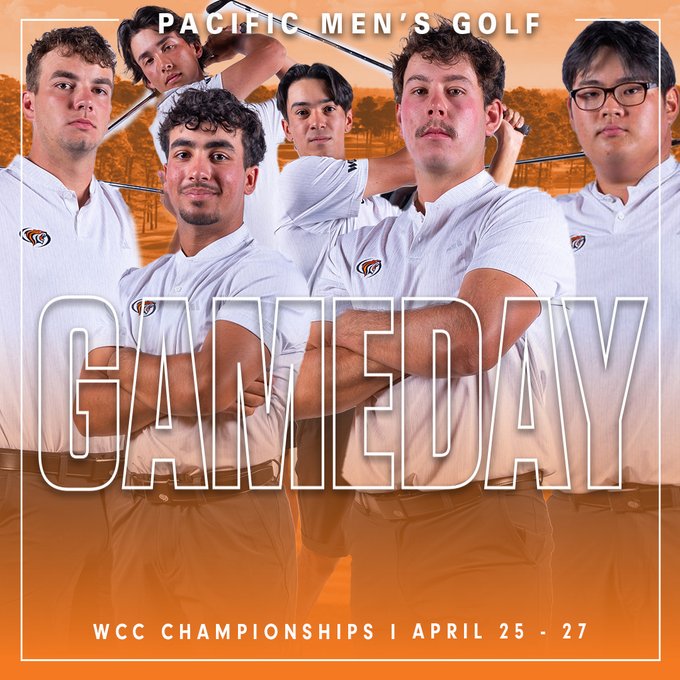 PacificPres's tweet photo. .@Pacific_Golf storms back in Rd 3 of #WCCsports  Tourney, firing a Saturday-best 17 under then defeats St. Mary’s in sudden-death to move to tomorrow’s match play featuring tourney's top 4 teams - all nationally ranked: #21 Pepperdine v #59 @PacificTigers &amp; #45 SCU v #63 LMU. https://t.co/KnE6m6kKuL