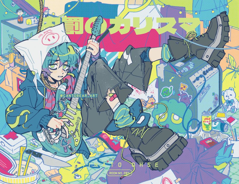 cantobear_art's tweet photo. 💙🎸🩹 https://t.co/T8z6W1qGEU