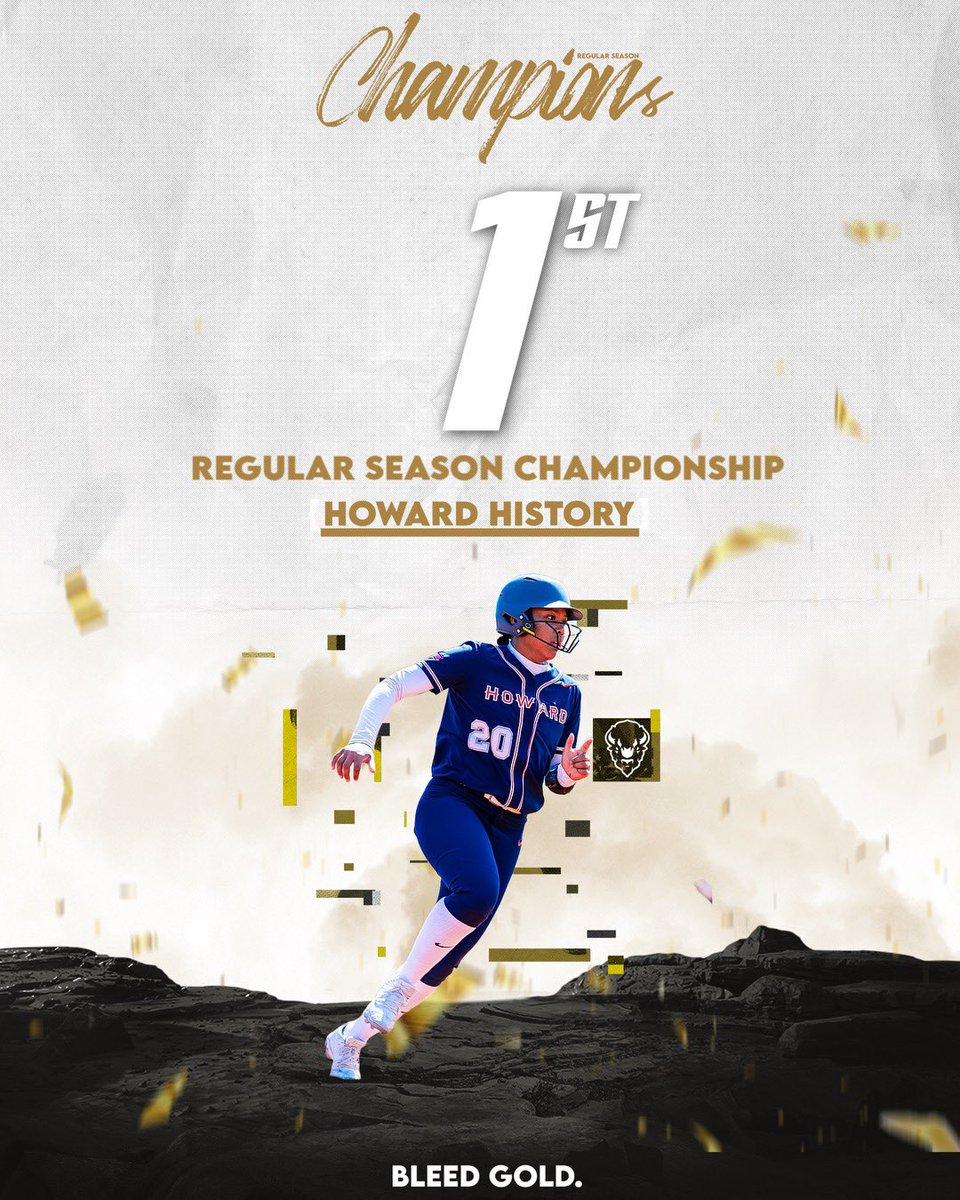 Howard Bison Softball (@hubisonsoftball) on Twitter photo For the 1st time in program history the Bison are the Overall regular season champs!
The Bison also clinched every series for the 1st time since 2010 after defeating Norfolk State 10-3 and 7-3.
Step 1 done!
<a href="/HUBisonSports/">Howard Athletics</a>
<a href="/HowardU/">Howard University</a>
<a href="/MEACSports/">Mid-Eastern Athletic Conference</a> For the 1st time in program history the Bison are the Overall regular season champs!
The Bison also clinched every series for the 1st time since 2010 after defeating Norfolk State 10-3 and 7-3.
Step 1 done!
<a href="/HUBisonSports/">Howard Athletics</a>
<a href="/HowardU/">Howard University</a>
<a href="/MEACSports/">Mid-Eastern Athletic Conference</a>