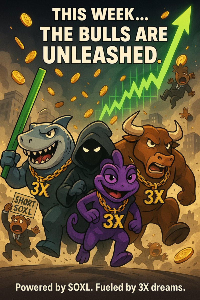 RandallBoggsCPA's tweet photo. The bears had their chance. This week, the SOXL Avengers take everything. 3X the power. 3X the glory. #SOXL #BullsUnleashed @levered_up @FishWallStreet @bullishlongs https://t.co/rQTZAt2kIZ