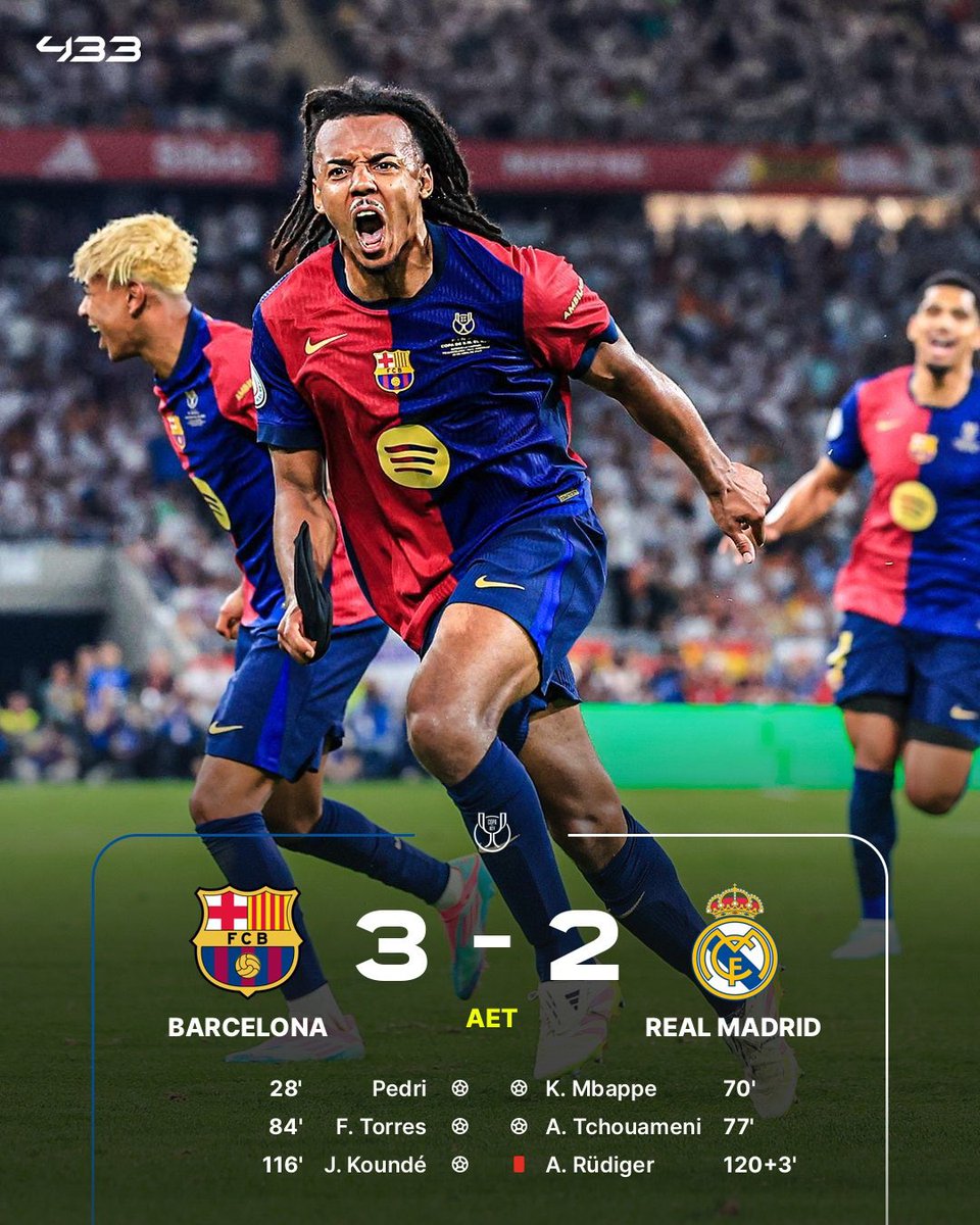 試合終了】 🏆コパ・デル・レイ決勝🇪🇸バルセロナ 3-2 🇪🇸レアル