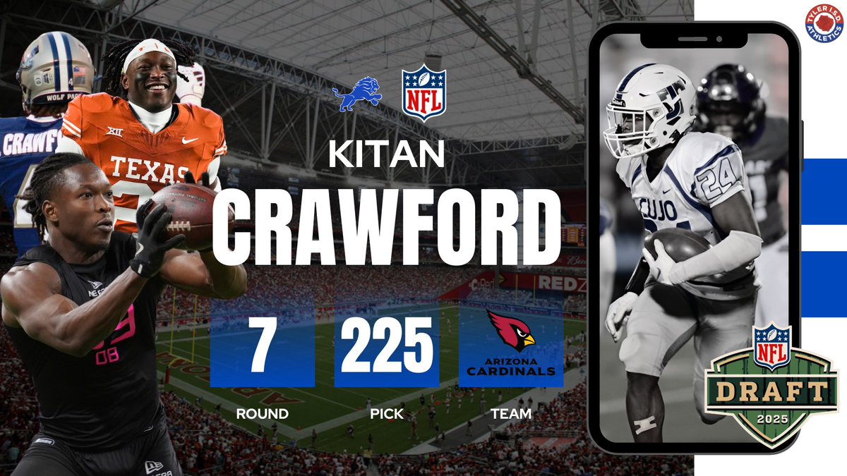 Former Lion Kitan Crawford selected by the Arizona Cardinals in the 2025 NFL Draft! 🏈

Read more at tylerisd.org/news