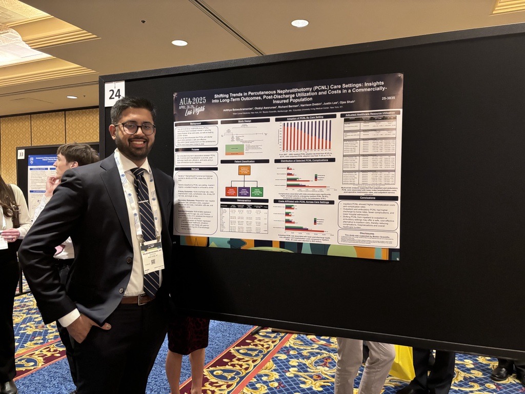 Boston Scientific Urology (@bsc_urology) on Twitter photo Dr. Adithya Balasubramanian (<a href="/adithyabala_med/">Adithya Balasubramanian M.D.</a>) presents a study that evaluated the impact of PCNL settings on patient hospitalization outcomes, post-discharge healthcare utilization, and costs. #AUA25
Co-authored/funded by <a href="/bsc_urology/">Boston Scientific Urology</a> Dr. Adithya Balasubramanian (<a href="/adithyabala_med/">Adithya Balasubramanian M.D.</a>) presents a study that evaluated the impact of PCNL settings on patient hospitalization outcomes, post-discharge healthcare utilization, and costs. #AUA25
Co-authored/funded by <a href="/bsc_urology/">Boston Scientific Urology</a>