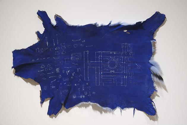 2022 "Architecture of Return, Escape (The British Museum)" by Nicholas Galanin. This deer hide map of the British Museum shows the location of contested Indigenous items and an escape route marked with a red line. Via Seattle Art Museum. #alaskahistory #alaska