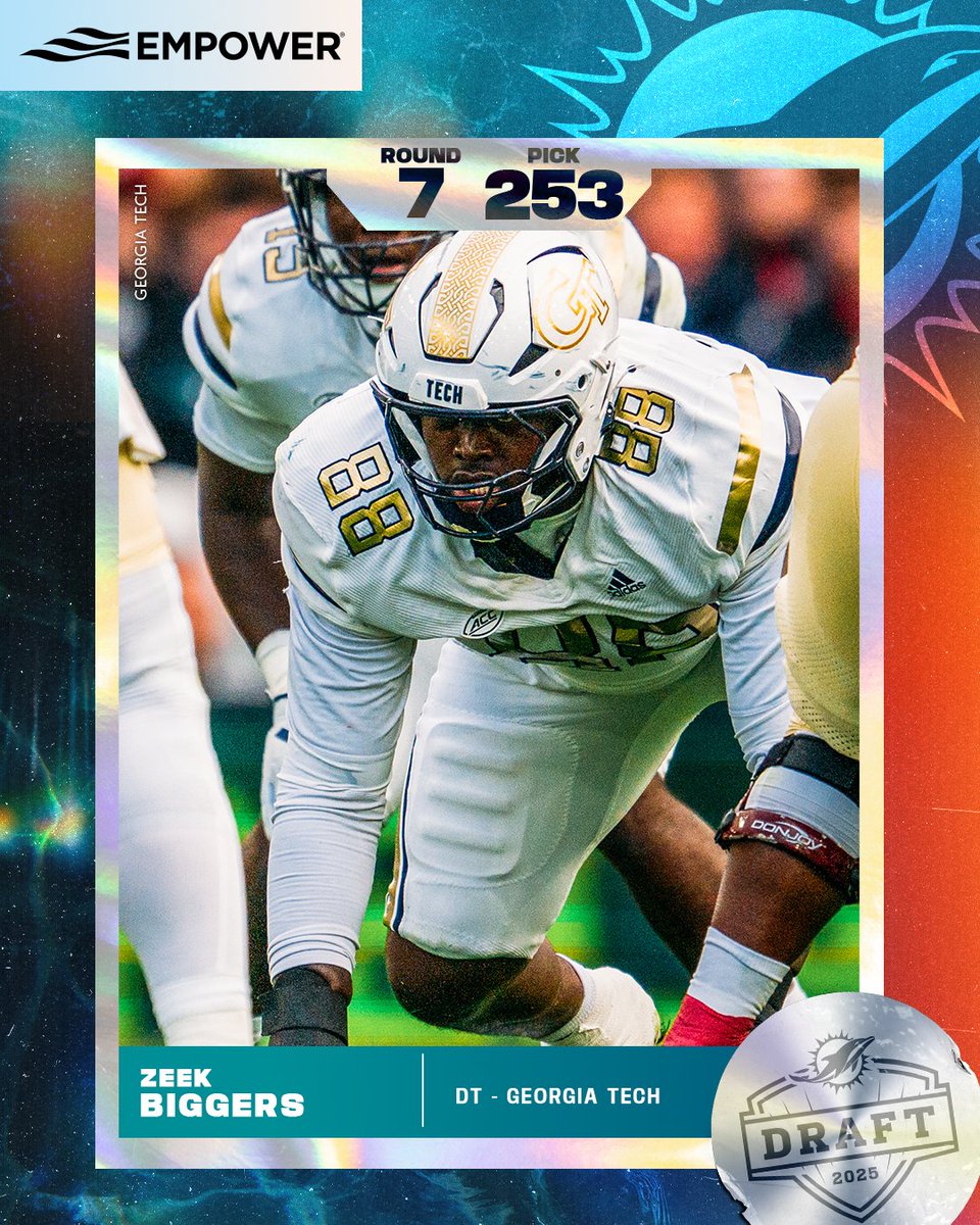 Miami Dolphins (@miamidolphins) on Twitter photo Big Zeek πͺ
With the 253rd pick in the #NFLDraft, we have selected Zeek Biggers from <a href="/GeorgiaTechFB/">Georgia Tech Football</a>. π Big Zeek πͺ
With the 253rd pick in the #NFLDraft, we have selected Zeek Biggers from <a href="/GeorgiaTechFB/">Georgia Tech Football</a>. π