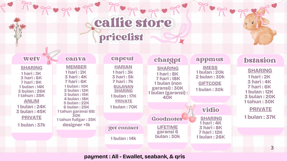 cutsym's tweet image. haloo aku sudah open yaa!
yg need net harian no rush yaaa soalnya limited stock🫩👊🏻
langsung cus ke bio aja yaa!

💳 payment via all ewallet &amp;amp; qris🙌🏻
#zonauang