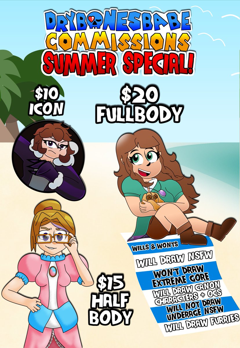 drybonesbabe's tweet image. C0MMISSI0NS OPEN‼️
My summer special prices are lower than ever before‼️😎
HELP ME PAY MY RENT c: