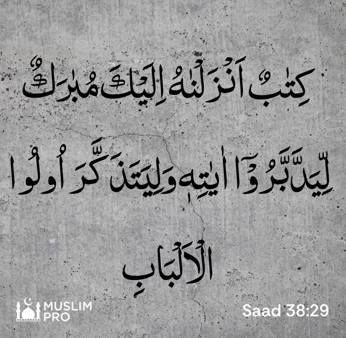 Quote from the Holy Quran, Saad 38:29 #muslimpro go.muslimpro.com/dAjw