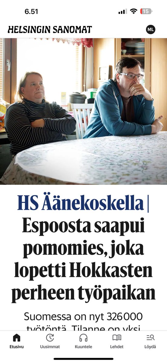 ⁦⁦<a href="/hsfi/">Helsingin Sanomat</a>⁩ otsikossa on virhe. Mies lomautettiin ja jatkaa työtään LVL-tehtaalla. Toki kiinnostaa espoolaismiehen syntyperä? Oliko Mäntyharjulta? Keravalta?