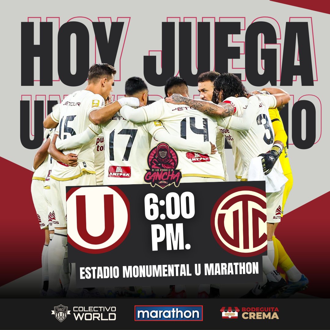 De Las Gradas A La Cancha (@delasgradas) on Twitter photo ยก๐๐๐ ๐๐๐๐๐ ๐๐ ๐ร๐ ๐๐๐๐๐๐!
๐ <a href="/Universitario/">Universitario</a> ๐U.T.C. ๐ก
๐ Liga 1 - Torneo Apertura
๐๏ธ Monumental โ Marathon
๐ก 6:00 p.m.
ยก๐ฝ๐๐๐๐, ๐๐๐๐๐๐!
#DeLasGradasaLaCancha #LaGarraDelรnicoGrande #YDaleU ยก๐๐๐ ๐๐๐๐๐ ๐๐ ๐ร๐ ๐๐๐๐๐๐!
๐ <a href="/Universitario/">Universitario</a> ๐U.T.C. ๐ก
๐ Liga 1 - Torneo Apertura
๐๏ธ Monumental โ Marathon
๐ก 6:00 p.m.
ยก๐ฝ๐๐๐๐, ๐๐๐๐๐๐!
#DeLasGradasaLaCancha #LaGarraDelรnicoGrande #YDaleU