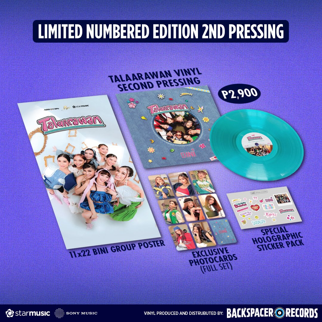 Missed out the last time? 🌸

The limited numbered edition 2nd pressing of BINI’s Born to Win, Feel Good, and Talaarawan vinyl can be pre-ordered starting May 1, 12PM at backspacerrecords.com!

P2,900 each album with poster, sticker pack, and full-set photocards!