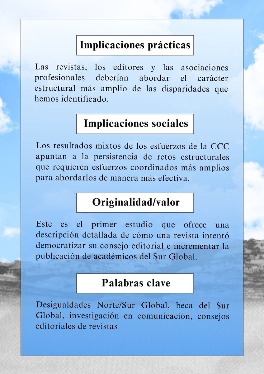 🌟¿Cómo democratizar las revistas académicas? 📢 El caso de @CCC_Journal muestra logros y retos para ampliar voces del #SurGlobal 🗺 #EquidadAcadémica
👉 Artículo en OMGC 2025, Vol. 1, Art. 6
DOI: doi.org/10.1515/omgc-2…