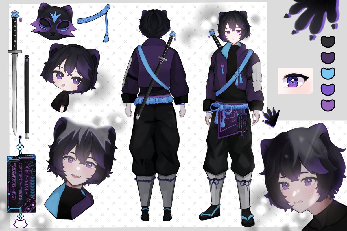 Hi i'm Kita! I am a purple raccoon shinobi who likes to play a lot of overwatch! This is my reference sheet if anyone wants it and is interested in getting art with me! :3

art tags:
🎨#Inkita🔞#Kinkita