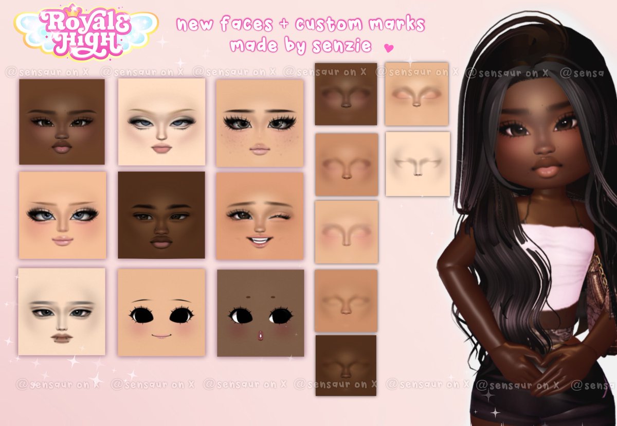 sensaur's tweet image. some faces i made for royale high’s new update ♡🪽 

 #royalehigh #roblox