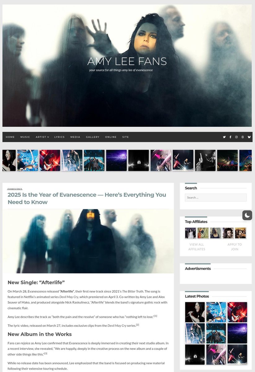 amyleenet's tweet photo. https://t.co/EqPDhLbwmK just got a fresh light theme ✨ Enjoy a crisp layout, intuitive navigation & brighter vibes. Dive in and let us know what you think! #AmyLeeFans #Evanescence #SiteUpdate https://t.co/hk417c2YXj