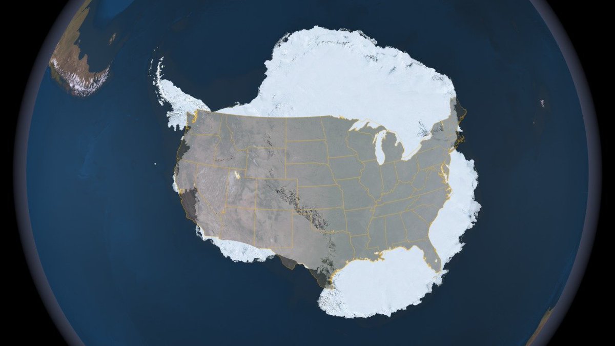 mountarreat's tweet photo. @JakeAS1204 @ComfyForge @BGatesIsaPyscho You can actually check this on Google Maps. It's simply because there's more landmass above the equator than below it.
Antarctica is far down at the South Pole, which is why it isn't shown. Here's a NASA SVS image comparing the sizes of Antarctica and the USA for completeness. https://t.co/n4cIsZYuRB