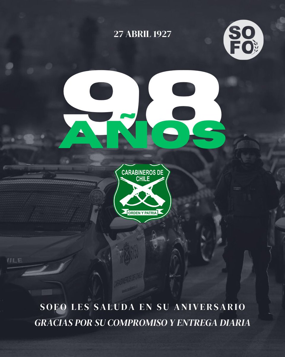 Nuestra gratitud y reconocimiento a Carabineros de Chile en su aniversario n°98 <a href="/CarabAraucania/">Carabineros Región de La Araucanía</a> <a href="/Carabdechile/">Carabineros de Chile</a>