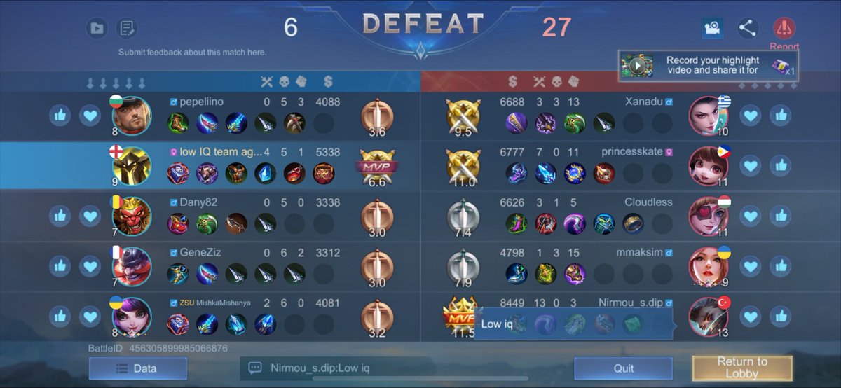 TheExposure96's tweet photo. @MobileLegendsOL (RANKED) Highly Rigged Matchmaking Confirmed. 
Dark system matchmaking confirmed. Is highly rigged, manipulative, and toxic.
After a few wins, the game Intentionally teams you up with low skilled AI profiles that actively sabotage lane roles. Example provided. https://t.co/DuYGBllrNE