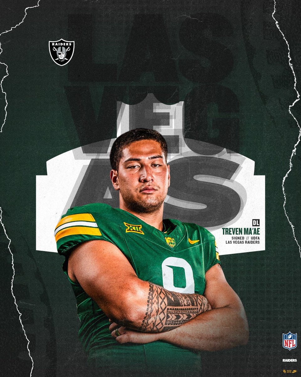 Baylor Football (@bufootball) on Twitter photo Vegas Bound! 🃏
<a href="/TrevenMaae/">Treven Ma'ae</a> has signed with the <a href="/Raiders/">Las Vegas Raiders</a>
#SicEm | #RaiderNation Vegas Bound! 🃏
<a href="/TrevenMaae/">Treven Ma'ae</a> has signed with the <a href="/Raiders/">Las Vegas Raiders</a>
#SicEm | #RaiderNation