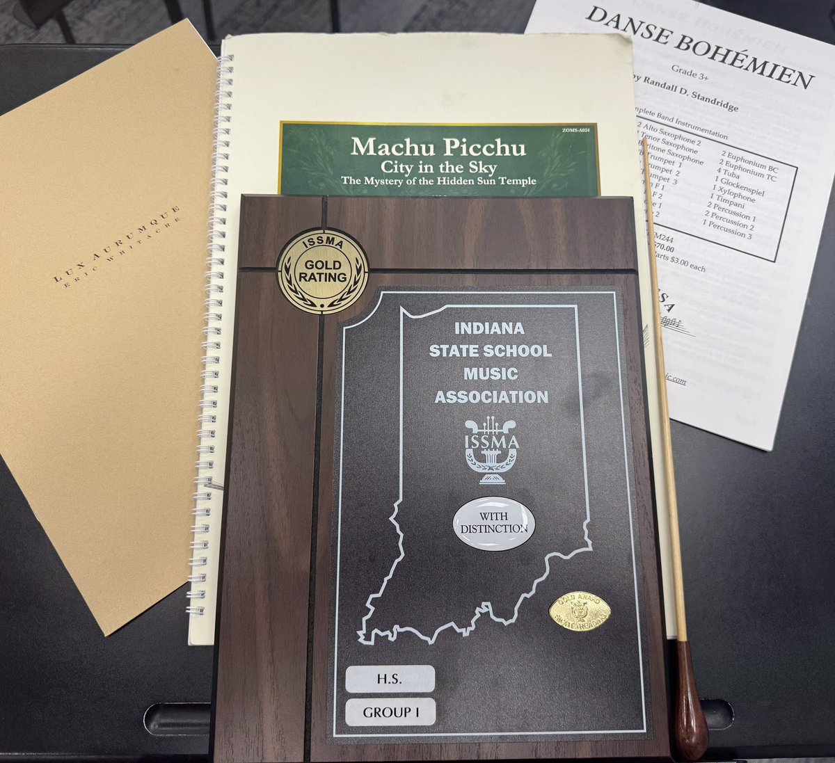 Congratulations to our Advanced Wind Ensemble for earning a gold rating with distinction and a gold in sight reading at ISSMA organizational contest today! #together