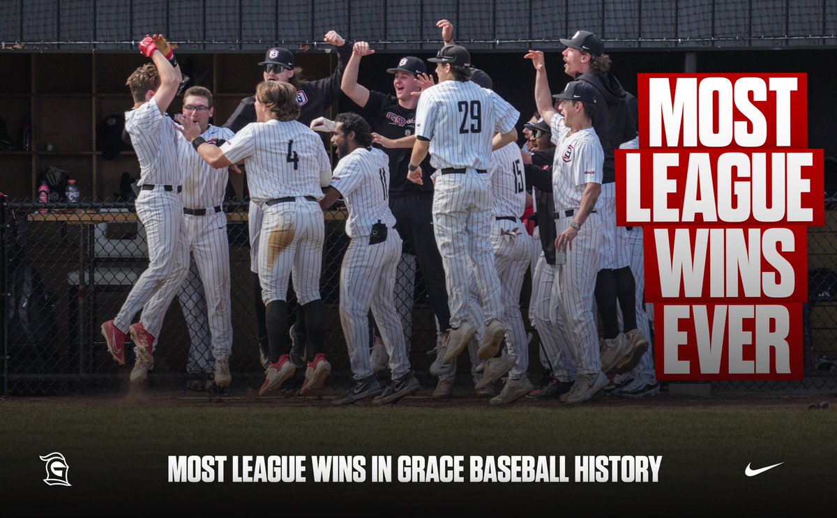 GraceLancers's tweet photo. More history made for @GraceCollegeBSB!

Lancers secure their most league wins for a single season in team history! 

😤 Onto the postseason! https://t.co/D6Kp5Ax141