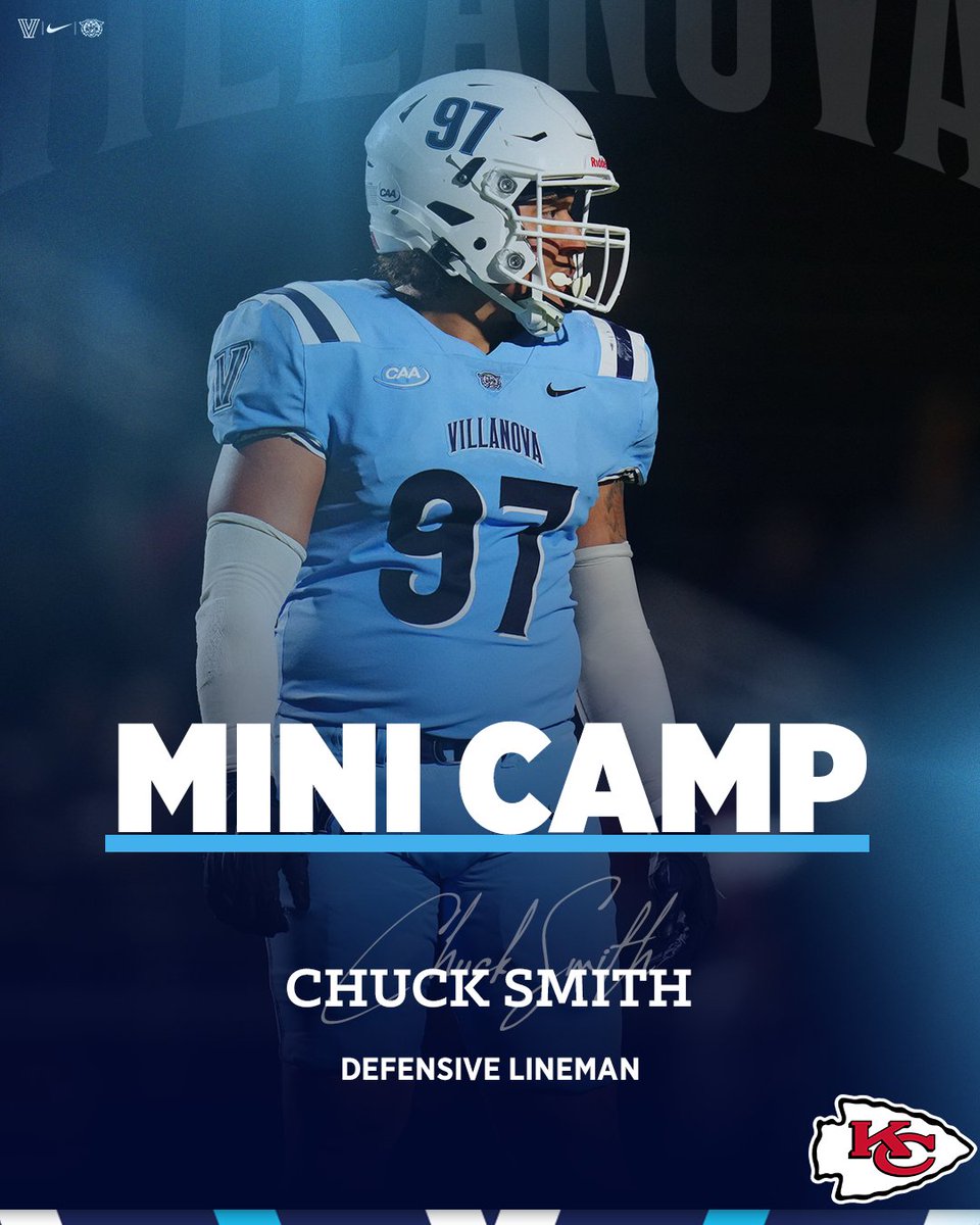 Villanova Football (@novafootball) on Twitter photo .<a href="/ChuckHsmith/">Chuck Smith IV</a> has been invited to the <a href="/Chiefs/">Kansas City Chiefs</a> Rookie Mini Camp‼️
#TapTheRock #CatsintheNFL .<a href="/ChuckHsmith/">Chuck Smith IV</a> has been invited to the <a href="/Chiefs/">Kansas City Chiefs</a> Rookie Mini Camp‼️
#TapTheRock #CatsintheNFL