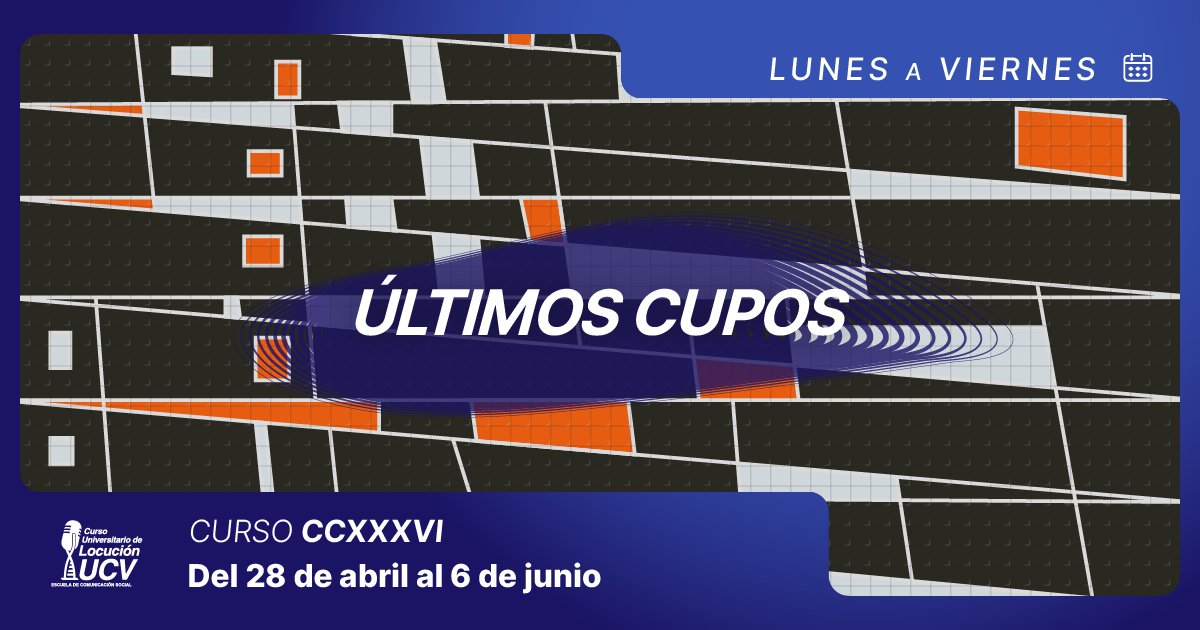 Aún tienes chance de inscribirte en nuestro curso de lunes a viernes, convertirte en un profesional de la voz y obtener tu certificado de locución. Ingresa en locucionucv.com o escríbenos al WhatsApp 04129945251📱