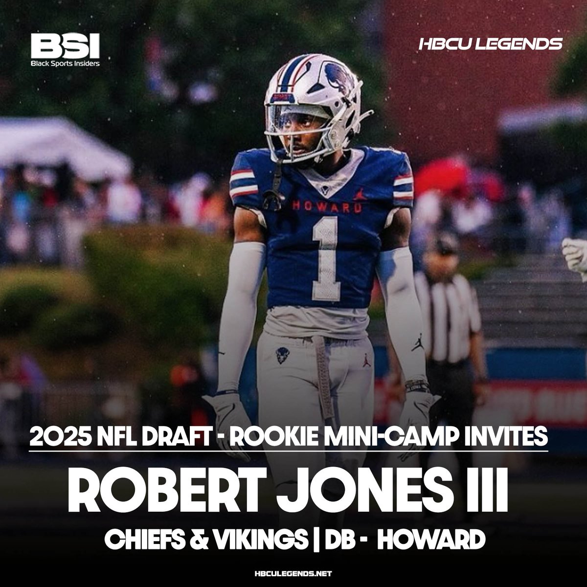 Kyle T. Mosley (@ktmoze) on Twitter photo DB Robert Jones out of Howard University has received two rookie mini-camp invitations with the Vikings and Chiefs, per Jones to <a href="/hbculegends/">HBCU LEGENDS</a>. <a href="/blacksportsinc/">Black Sports Insiders</a> <a href="/rjoness3/">Robert Jones III</a> <a href="/HUBISONFOOTBALL/">HOWARD FOOTBALL</a> DB Robert Jones out of Howard University has received two rookie mini-camp invitations with the Vikings and Chiefs, per Jones to <a href="/hbculegends/">HBCU LEGENDS</a>. <a href="/blacksportsinc/">Black Sports Insiders</a> <a href="/rjoness3/">Robert Jones III</a> <a href="/HUBISONFOOTBALL/">HOWARD FOOTBALL</a>