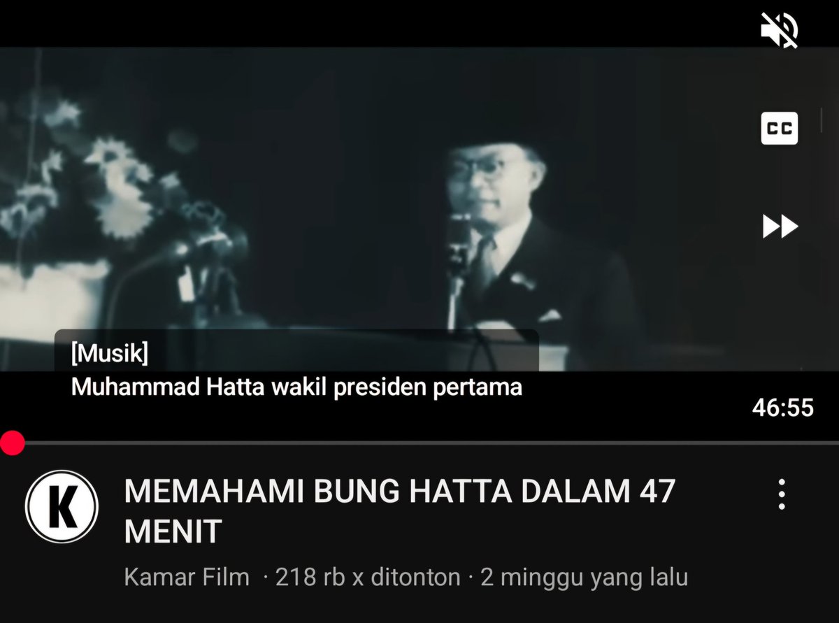 Setelah nonton 47 menit video ini..
Maaf...Serasa down grade kita sebagai bangsa.
Mengenal sosok Wapres pertama RI.

Secara ekonomi dari lahir Beliau sama sekali tidak pernah kekurangan.
Ayah nya keturunan ulama, ibu nya keturunan pengusaha kaya raya.

Masa kecil beliau di didik