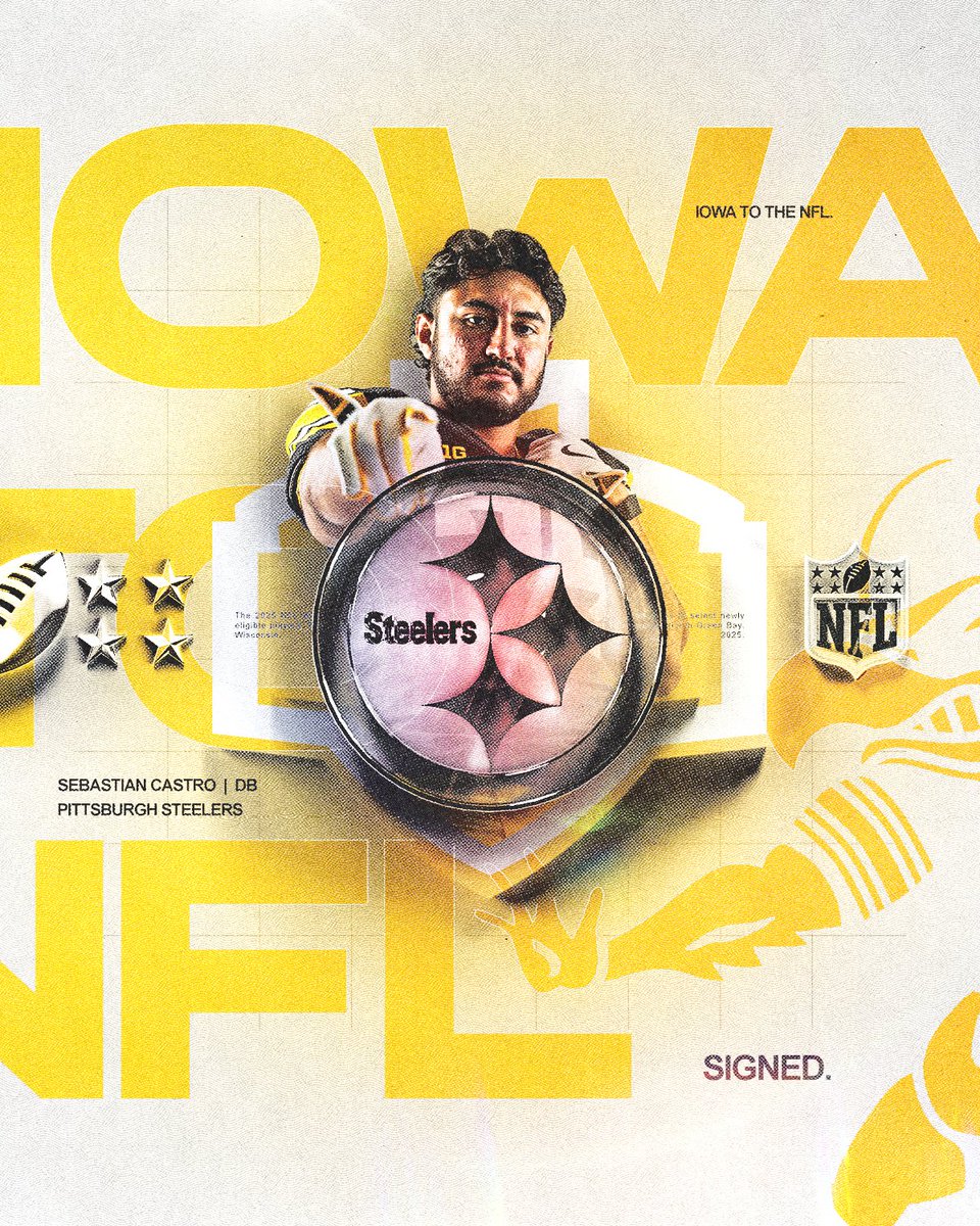 HawkeyeFootball's tweet image. Iowa City to the Steel City‼️

@castro2x5 ➡️ @steelers 

#NFLHawks