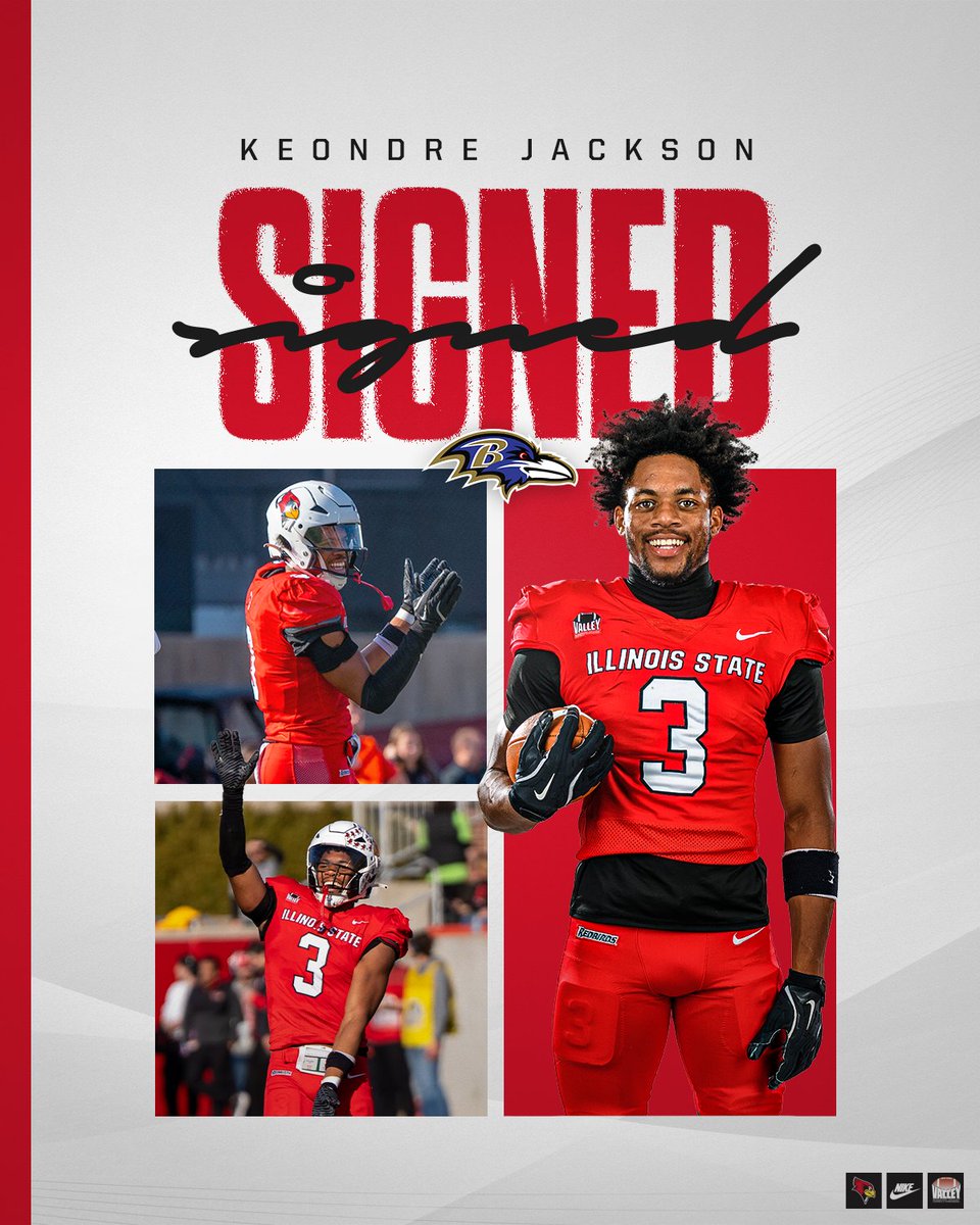 Illinois State Football (@redbirdfb) on Twitter photo Keondre is Baltimore bound!
Redbird All-American defensive back <a href="/KeondreJackson5/">Keondre’ Jackson🃏</a> has signed a Free Agent deal with the <a href="/Ravens/">Baltimore Ravens</a>.
#NFLBirds | #RavensFlock Keondre is Baltimore bound!
Redbird All-American defensive back <a href="/KeondreJackson5/">Keondre’ Jackson🃏</a> has signed a Free Agent deal with the <a href="/Ravens/">Baltimore Ravens</a>.
#NFLBirds | #RavensFlock