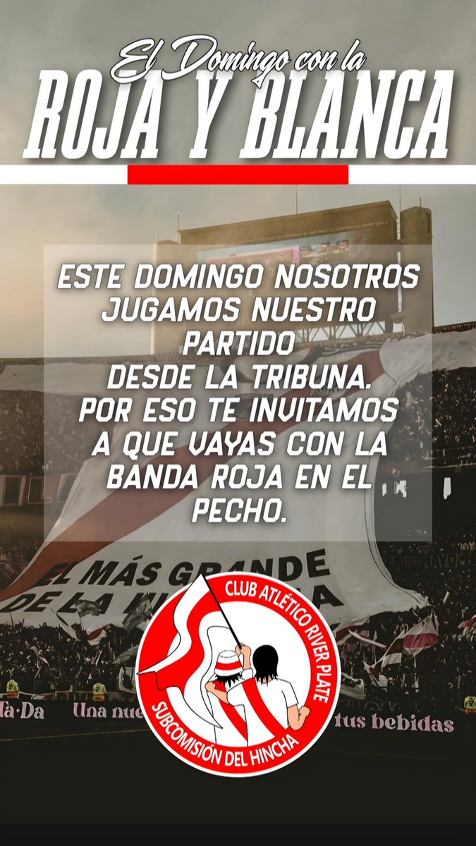 SubComDelHincha's tweet photo. En la tribuna mañana somos todos titulares ⚪️🔴⚪️

Vamos todos unidos!!!🐔🐔🐔 https://t.co/EPGGluPWd8